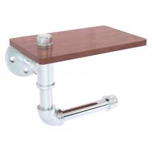 Allied Brass P-140-ETPWS-PC - Pipeline Collection Toilet Paper Holder with Wood Shelf - Polished Chrome