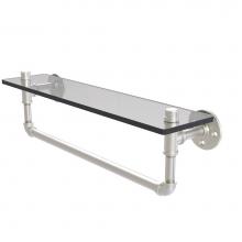 Allied Brass P-410-22-GSTB-SN - Pipeline Collection 22 Inch Glass Shelf with Towel Bar