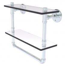 Allied Brass P-430-16-DGSTB-PC - Pipeline Collection 16 Inch Double Glass Shelf with Towel Bar - Polished Chrome
