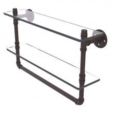 Allied Brass P-430-22-DGSTB-ORB - Pipeline Collection 22 Inch Doulbe Glass Shelf with Towel Bar
