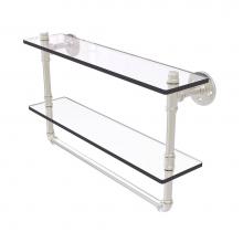Allied Brass P-430-22-DGSTB-SN - Pipeline Collection 22 Inch Doulbe Glass Shelf with Towel Bar