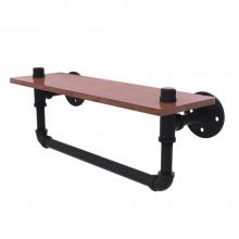 Allied Brass P-460-16-WSTB-BKM - Pipeline Collection 16 Inch Ironwood Shelf with Towel Bar