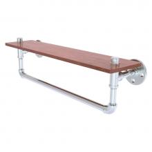Allied Brass P-460-22-WSTB-PC - Pipeline Collection 22 Inch Ironwood Shelf with Towel Bar - Polished Chrome