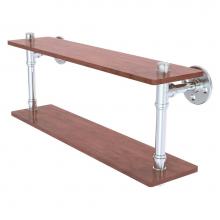 Allied Brass P-470-22-DWS-PC - Pipeline Collection 22 Inch Ironwood Double Shelf - Polished Chrome