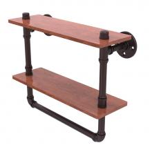 Allied Brass P-480-16-DWSTB-ABZ - Pipeline Collection 16 Inch Double Ironwood Shelf with Towel Bar