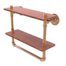 Allied Brass P-480-16-DWSTB-BBR - Pipeline Collection 16 Inch Double Ironwood Shelf with Towel Bar