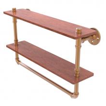 Allied Brass P-480-22-DWSTB-BBR - Pipeline Collection 22 Inch Double Ironwood Shelf with Towel Bar