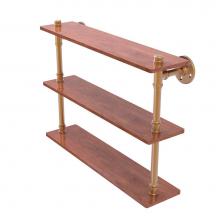 Allied Brass P-490-22-TWS-BBR - Pipeline Collection 22 Inch Ironwood Triple Shelf