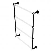 Allied Brass PB-28G-24-BKM - Pacific Beach Collection 4 Tier 24 Inch Ladder Towel Bar with Grooved Accents - Matte Black