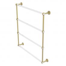 Allied Brass PB-28G-30-SBR - Pacific Beach Collection 4 Tier 30 Inch Ladder Towel Bar with Grooved Accents - Satin Brass