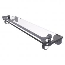 Allied Brass PG-1D-22-GAL-GYM - Pacific Grove Collection 22 Inch Gallery Glass Shelf with Dotted Accents - Matte Gray