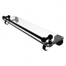 Allied Brass PG-1G-22-GAL-BKM - Pacific Grove Collection 22 Inch Gallery Glass Shelf with Grooved Accents - Matte Black