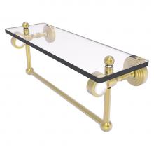 Allied Brass PG-1TB-16-SBR - Pacific Grove Collection 16 Inch Glass Shelf with Towel Bar - Satin Brass