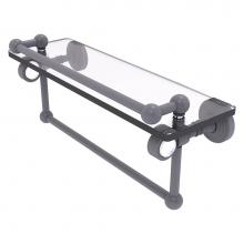 Allied Brass PG-1TB-16-GAL-GYM - Pacific Grove Collection 16 Inch Glass Shelf with Gallery Rail and Towel Bar - Matte Gray