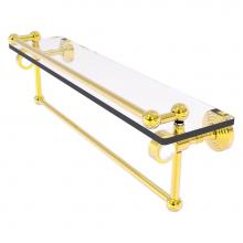 Allied Brass PG-1TB-22-GAL-PB - Pacific Grove Collection 22 Inch Glass Shelf with Gallery Rail and Towel Bar - Polished Brass