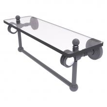 Allied Brass PG-1TBD-16-GYM - Pacific Grove Collection 16 Inch Glass Shelf with Towel Bar and Dotted Accents - Matte Gray