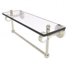 Allied Brass PG-1TBG-16-PNI - Pacific Grove Collection 16 Inch Glass Shelf with Towel Bar and Grooved Accents - Polished Nickel