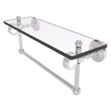 Allied Brass PG-1TBG-16-SN - Pacific Grove Collection 16 Inch Glass Shelf with Towel Bar and Grooved Accents - Satin Nickel
