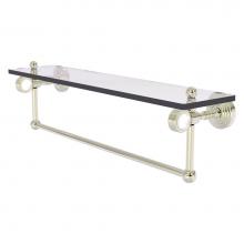 Allied Brass PG-1TBG-22-PNI - Pacific Grove Collection 22 Inch Glass Shelf with Towel Bar and Grooved Accents - Polished Nickel