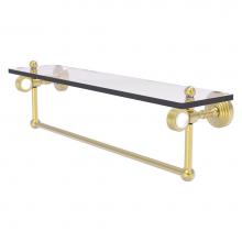 Allied Brass PG-1TBG-22-SBR - Pacific Grove Collection 22 Inch Glass Shelf with Towel Bar and Grooved Accents - Satin Brass