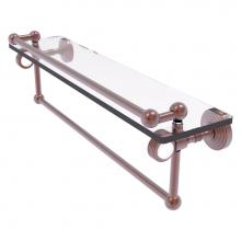 Allied Brass PG-1TBG-22-GAL-CA - Pacific Grove Collection 22 Inch Gallery Glass Shelf with Towel Bar and Grooved Accents - Antique