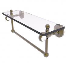 Allied Brass PG-1TBT-16-ABR - Pacific Grove Collection 16 Inch Glass Shelf with Towel Bar and Twisted Accents - Antique Brass