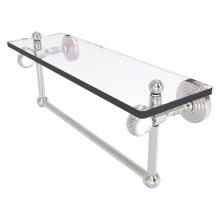 Allied Brass PG-1TBT-16-SN - Pacific Grove Collection 16 Inch Glass Shelf with Towel Bar and Twisted Accents - Satin Nickel