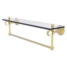 Allied Brass PG-1TBT-22-SBR - Pacific Grove Collection 22 Inch Glass Shelf with Towel Bar and Twisted Accents - Satin Brass