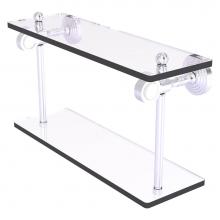 Allied Brass PG-2-16-SCH - Pacific Grove Collection 16 Inch Two Tiered Glass Shelf - Satin Chrome