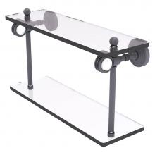 Allied Brass PG-2D-16-GYM - Pacific Grove Collection 16 Inch Two Tiered Glass Shelf with Dotted Accents - Matte Gray
