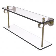 Allied Brass PG-2D-22-ABR - Pacific Grove Collection 22 Inch Two Tiered Glass Shelf with Dotted Accents - Antique Brass