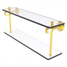 Allied Brass PG-2D-22-PB - Pacific Grove Collection 22 Inch Two Tiered Glass Shelf with Dotted Accents - Polished Brass