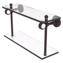 Allied Brass PG-2G-16-ABZ - Pacific Grove Collection 16 Inch Two Tiered Glass Shelf with Grooved Accents - Antique Bronze