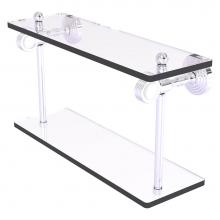 Allied Brass PG-2G-16-PC - Pacific Grove Collection 16 Inch Two Tiered Glass Shelf with Grooved Accents - Polished Chrome