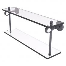 Allied Brass PG-2G-22-GYM - Pacific Grove Collection 22 Inch Two Tiered Glass Shelf with Grooved Accents - Matte Gray