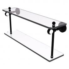 Allied Brass PG-2T-22-BKM - Pacific Grove Collection 22 Inch Two Tiered Glass Shelf with Twisted Accents - Matte Black