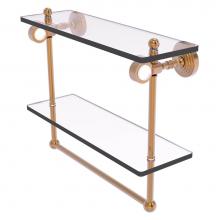 Allied Brass PG-2TB-16-BBR - Pacific Grove Collection 16 Inch Double Glass Shelf with Towel Bar - Brushed Bronze