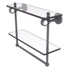Allied Brass PG-2TB-16-GYM - Pacific Grove Collection 16 Inch Double Glass Shelf with Towel Bar - Matte Gray