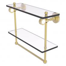 Allied Brass PG-2TB-16-SBR - Pacific Grove Collection 16 Inch Double Glass Shelf with Towel Bar - Satin Brass
