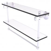 Allied Brass PG-2TB-22-SCH - Pacific Grove Collection 22 Inch Double Glass Shelf with Towel Bar - Satin Chrome