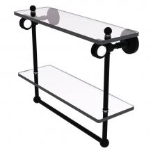 Allied Brass PG-2TBD-16-BKM - Pacific Grove Collection 16 Inch Double Glass Shelf with Towel Bar and Dotted Accents - Matte Blac