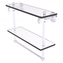 Allied Brass PG-2TBD-16-SCH - Pacific Grove Collection 16 Inch Double Glass Shelf with Towel Bar and Dotted Accents - Satin Chro