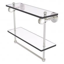 Allied Brass PG-2TBD-16-SN - Pacific Grove Collection 16 Inch Double Glass Shelf with Towel Bar and Dotted Accents - Satin Nick