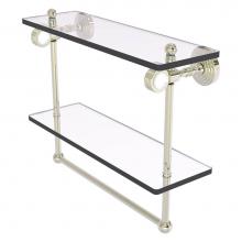 Allied Brass PG-2TBG-16-PNI - Pacific Grove Collection 16 Inch Double Glass Shelf with Towel Bar and Grooved Accents - Polished