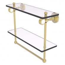 Allied Brass PG-2TBG-16-SBR - Pacific Grove Collection 16 Inch Double Glass Shelf with Towel Bar and Grooved Accents - Satin Bra