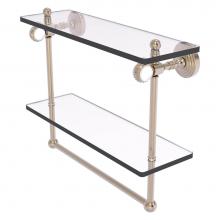 Allied Brass PG-2TBT-16-PEW - Pacific Grove Collection 16 Inch Double Glass Shelf with Towel Bar and Twisted Accents - Antique P