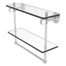 Allied Brass PG-2TBT-16-SN - Pacific Grove Collection 16 Inch Double Glass Shelf with Towel Bar and Twisted Accents - Satin Nic