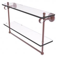 Allied Brass PG-2TBT-22-CA - Pacific Grove Collection 22 Inch Double Glass Shelf with Towel Bar and Twisted Accents - Antique C
