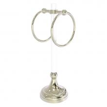 Allied Brass PG-TRSG-10-PNI - Pacific Grove Collection 2 Ring Vanity Top Guest Towel Ring with Grooved Accents - Polished Nickel