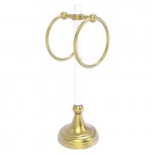 Allied Brass PG-TRSG-10-SBR - Pacific Grove Collection 2 Ring Vanity Top Guest Towel Ring with Grooved Accents - Satin Brass